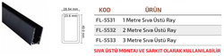 FL-5531 1 Metre Sıva Üstü Magnet Ray - Thumbnail