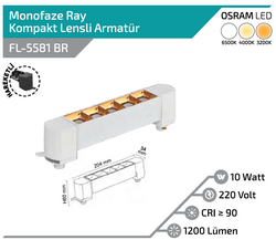 FL-5581 BR 10W Beyaz Kasa Rose Lensli Hareketli Ray Armatürü - Thumbnail