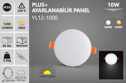 NOAS - 10W / LED PANEL / YUVARLAK / SIVA ALTI / 220V / AYARLANABİLİR / PLUS / YL12-1000 (1)