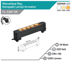 FL-5581 SR 10W Siyah Kasa Rose Lensli Hareketli Ray Armatürü - Thumbnail