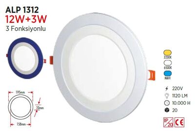 12+4 W / LED PANEL / YUVARLAK / SIVA ALTI / 220V / ÇİFT RENK