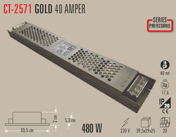 CT-2571 12 Volt 40 Amper 500 W Süper Slim Trafo İP20 FANSIZ - Thumbnail