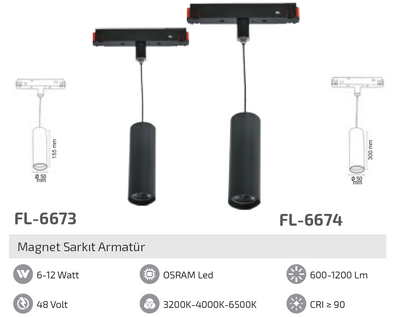 FL-6674 12W Magnet Sarkıt Armatür