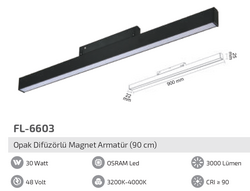 FL-6603 30W Opak Difüzörlü Magnet Armatür - Thumbnail