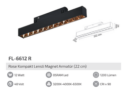 FL-6612 R 12W Rose Kompakt Lensli Magnet Armatür - Thumbnail