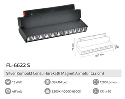 FORLİFE - FL-6622 S 12W Silver Kompakt Lensli Hareketli Magnet Armatür (1)