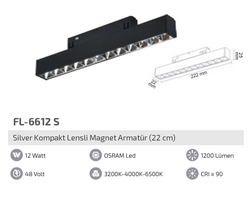 FL-6612 S 12W Silver Kompakt Lensli Magnet Armatür - Thumbnail