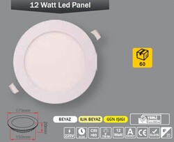 12W / LED PANEL / YUVARLAK / SIVA ALTI / 220V - Thumbnail