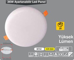 ERKLED - 36W / LED PANEL / YUVARLAK / SIVA ALTI / 220V / AYARLANABİLİR