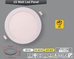 ERKLED - 15W / LED PANEL / YUVARLAK / SIVA ALTI / 220V