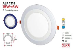 YCL - 18+6 W / LED PANEL / YUVARLAK / SIVA ALTI / 220V / ÇİFT RENK (1)