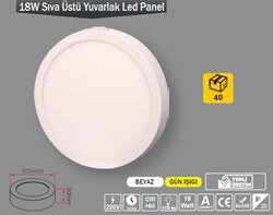 ERKLED - 18W / LED PANEL / YUVARLAK / SIVA ÜSTÜ / 220V
