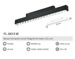 FL-6613 W 18W Beyaz Kompakt Lensli Magnet Armatür - Thumbnail