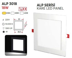 18W / LED PANEL / KARE / SIVA ALTI / 220V - Thumbnail