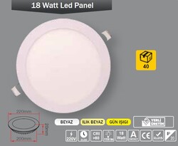 18W / LED PANEL / YUVARLAK / SIVA ALTI / 220V - Thumbnail