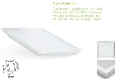 FL-2051 Clip-in Led Panel / 20W / Beyaz Kasa / 30x30 / Sıva Altı / Taş Yünü