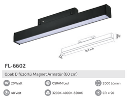 FL-6602 20W Opak Difüzörlü Magnet Armatür - Thumbnail