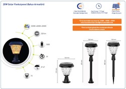 Solar Led / Fonksiyonel Bahçe Armatürü / 20w / İP67 - Thumbnail