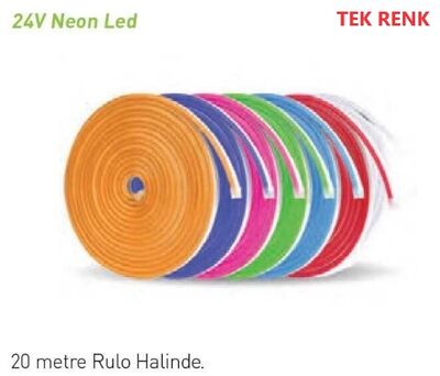 Neon Led / Yassı Tip / Metrede 120 Led / 24 Volt / Dış Mekan İP65 / 20 metre