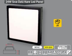 ERKLED - 24W / LED PANEL / KARE / SIVA ÜSTÜ / 220V / SİYAH KASA