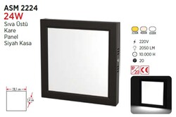 YCL - 24W / LED PANEL / KARE / SIVA ÜSTÜ / 220V / SİYAH KASA (1)