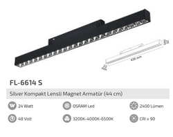 FL-6614 S 24W Silver Kompakt Lensli Magnet Armatür - Thumbnail
