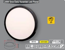 ERKLED - 24W / LED PANEL / YUVARLAK / SIVA ÜSTÜ / 220V / SİYAH KASA