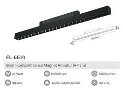 FL-6614 24W Siyah Kompakt Lensli Magnet Armatür - Thumbnail