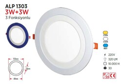 3+3 W / LED PANEL / YUVARLAK / SIVA ALTI / 220V / ÇİFT RENK - Thumbnail