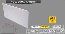 ERKLED - Backlight Led Panel / 40W / Beyaz Kasa / 30x60 / Sıva Altı / Taş Yünü