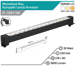 FORLİFE - FL-5583 SW 30W Siyah Kasa Beyaz Lensli Hareketli Ray Armatürü (1)