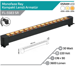 FL-5583 SR 30W Siyah Kasa Rose Lensli Hareketli Ray Armatürü - Thumbnail