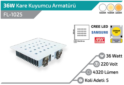 36W Kare Kuyumcu Armatürü