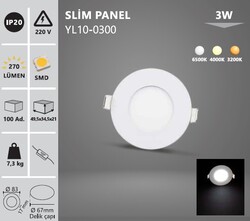 3W / LED PANEL / YUVARLAK / SIVA ALTI / 220V - Thumbnail