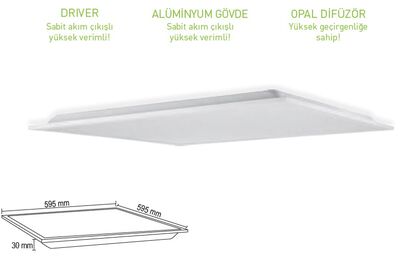 FL- 2059 Backlight Led Panel / 48W / Beyaz Kasa / 60x60 / Sıva Altı / Taş Yünü