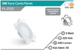 FORLİFE - FL-2123 5W Kare Camlı Dekoratif Panel (1)