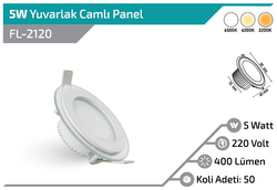 FL-2120 5W Yuvarlak Camlı Dekoratif Panel - Thumbnail