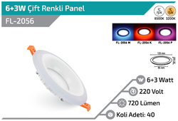 FL-2056 6+3W Çift Renkli Panel - Thumbnail