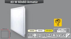 ERKLED - Backlight Led Panel / 40W / Beyaz Kasa / 60x60 / Sıva Altı / Taş Yünü