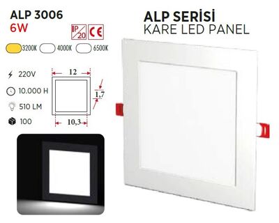 6W / LED PANEL / KARE / SIVA ALTI / 220V