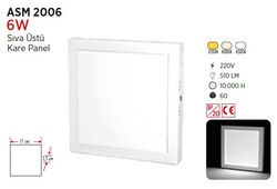 YCL - 6W / LED PANEL / KARE / SIVA ÜSTÜ / 220V (1)