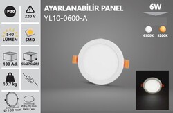 NOAS - 6W / LED PANEL / YUVARLAK / SIVA ALTI / 220V / AYARLANABİLİR (1)
