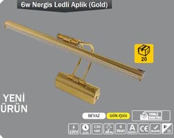 ERKLED - 6W / NERGİS DUVAR APLİK ARMATÜR / SIVA ÜSTÜ / 220V / GOLD