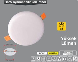 ERKLED - 10W / LED PANEL / YUVARLAK / SIVA ALTI / 220V / AYARLANABİLİR