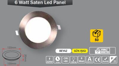 6W / LED PANEL / YUVARLAK / SIVA ALTI / 220V / SATEN KASA