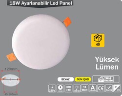 ERKLED - 18W / LED PANEL / YUVARLAK / SIVA ALTI / 220V / AYARLANABİLİR