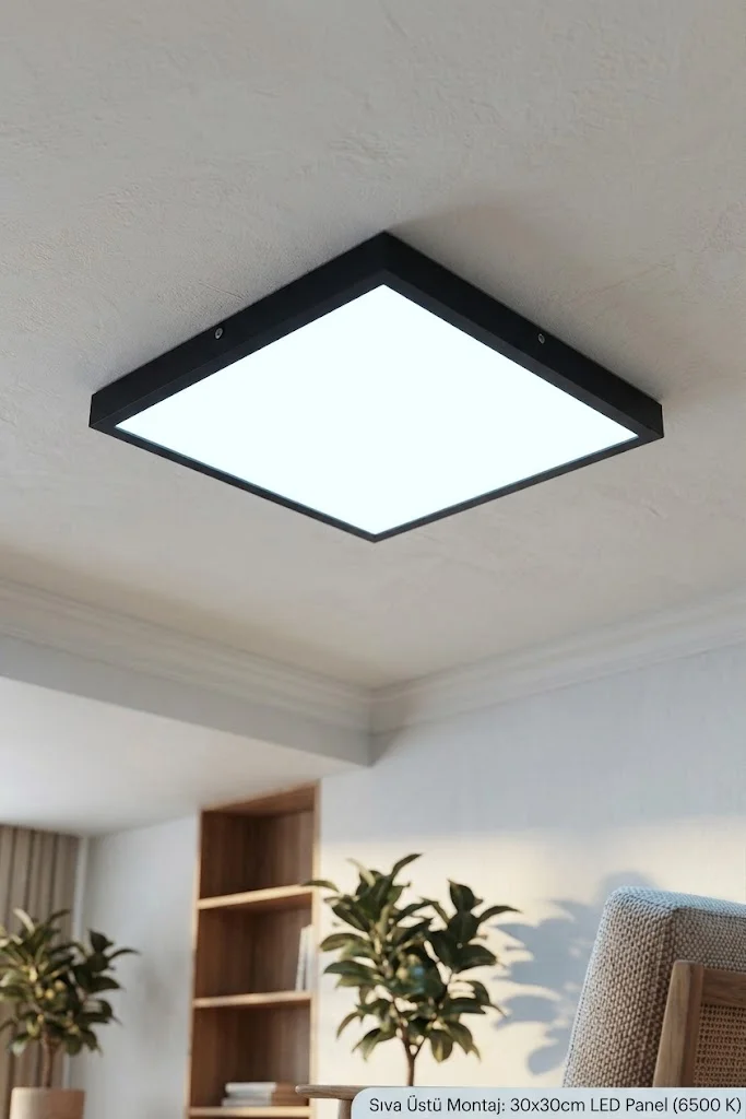 ACK AP04-04231 Siyah Kasa 42W Sıva Üstü Backlight Kare LED Panel 6500K
