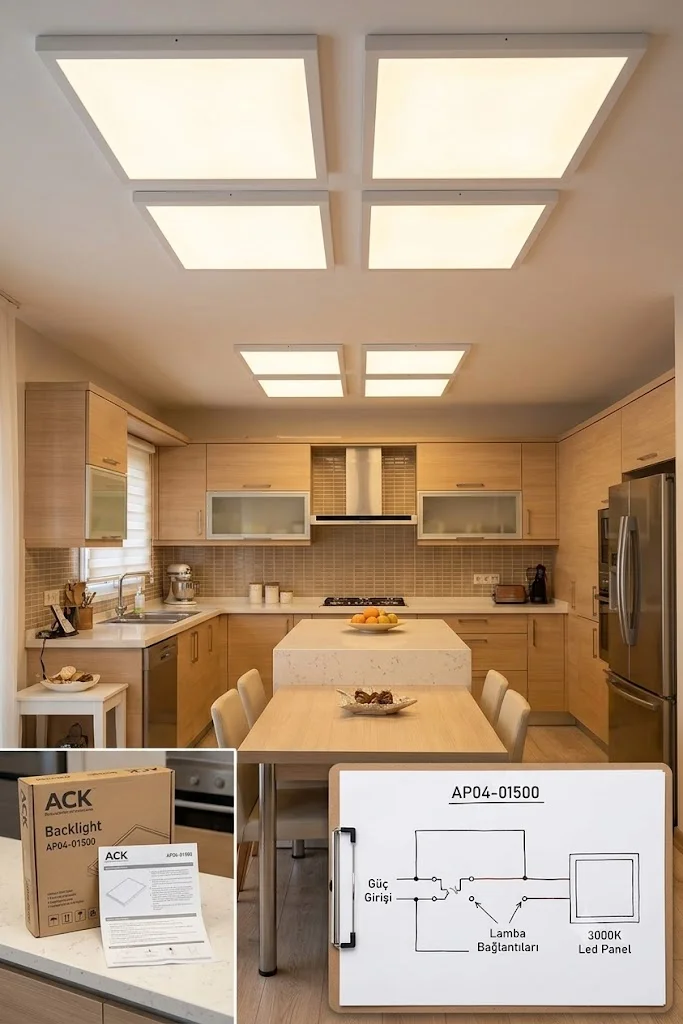 ACK AP04-01530 Beyaz Kasa 15W Sıva Üstü Backlight Kare LED Panel