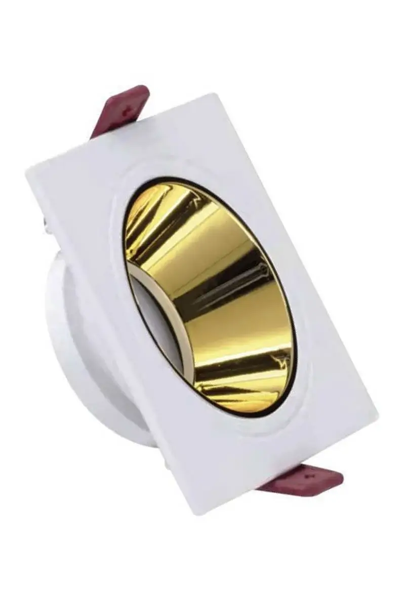 ACK - ACK AH03-07010 Gold Reflektörlü Beyaz Kare Spot Kasası