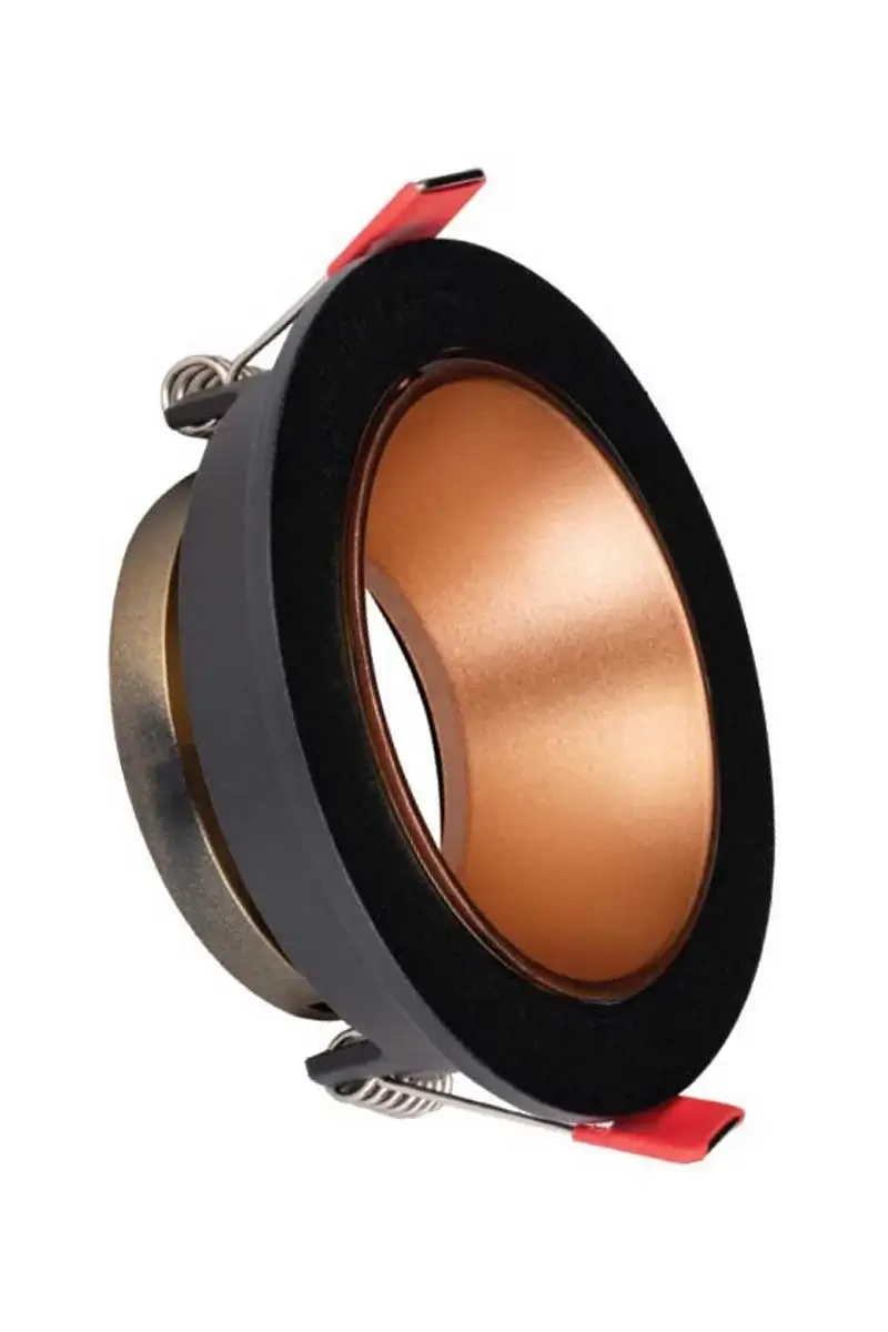 ACK - ACK AH03-07221 Rose Gold Reflektörlü Siyah Yuvarlak Spot Kasası